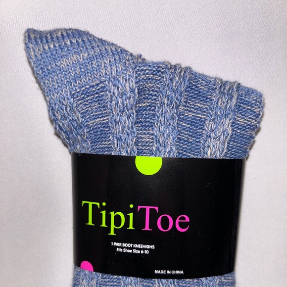TipiToe Boot Knee High Socks - Blue & Gray with Buttons - NWT - Picture 3 of 3